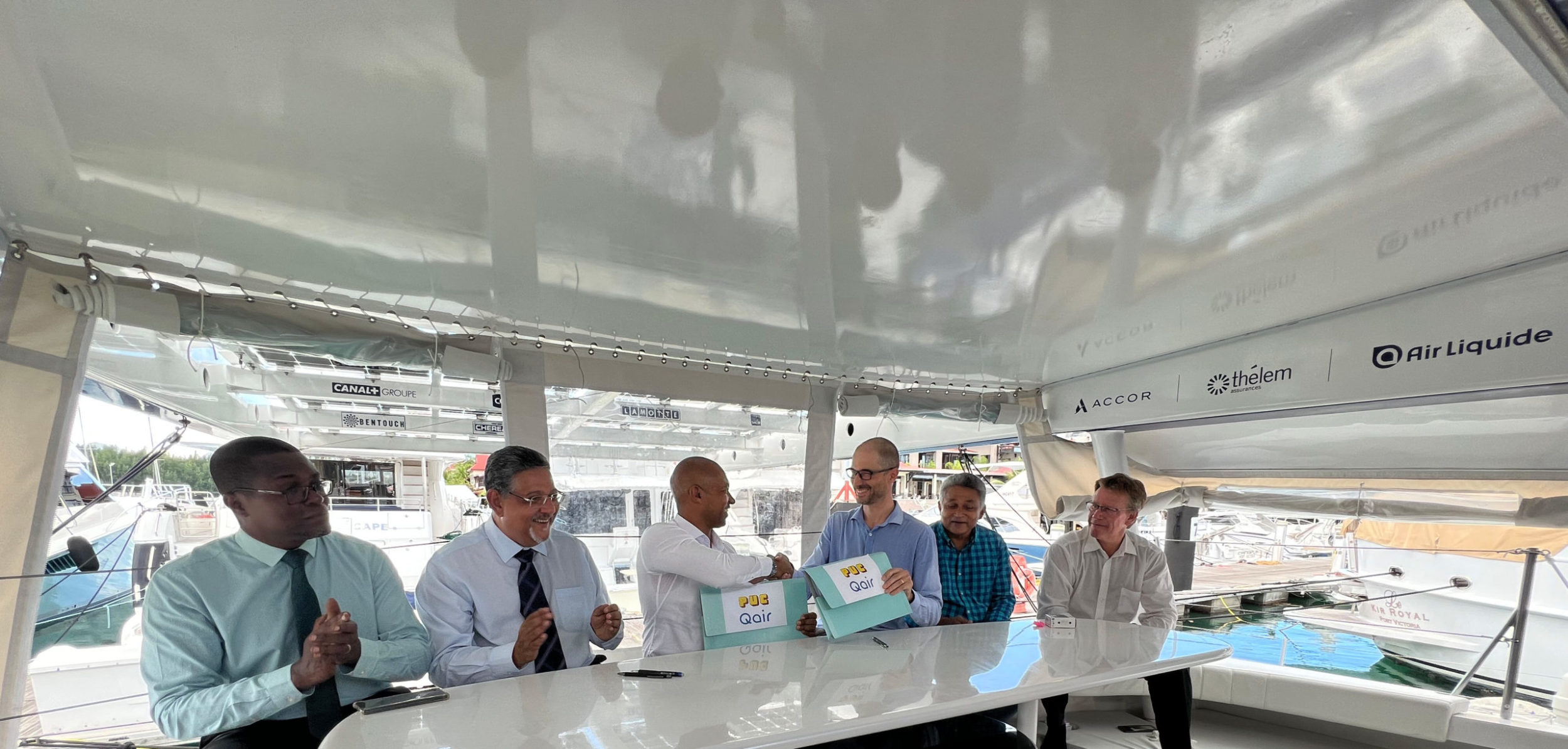 Photo of the signature of seychelles' first floating solar ppa